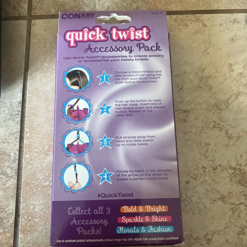 2015‎ Conair Quick Twist Hair Accessory Pack Florals & Fashion Kids Blue Purple